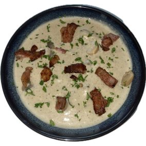 Gombakrémleves baconchipssel